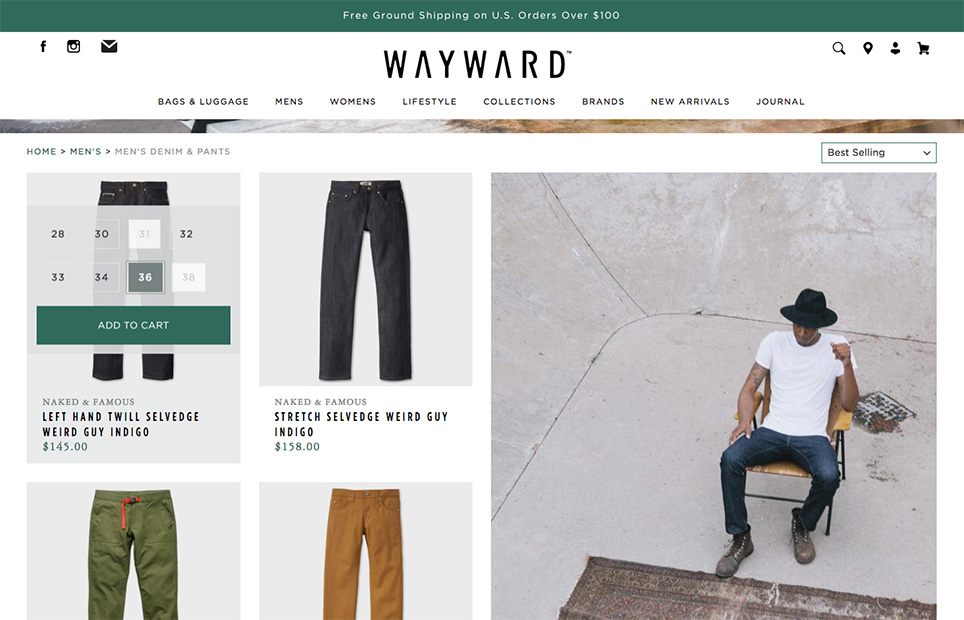 Detail of the Wayward collection layout
